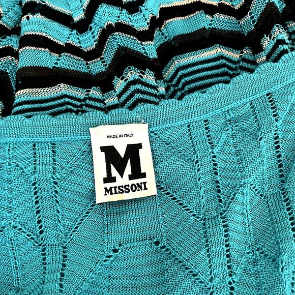 M Missoni Blue Turquoise Knit Top US Size 6 - Picture 6 of 9